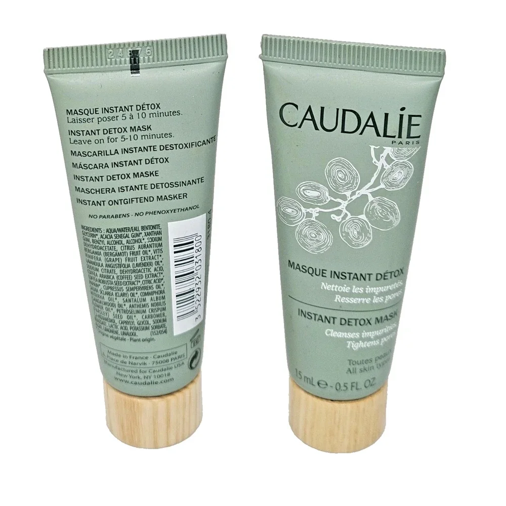 2x Caudalie Instant Detox Mask Travel Size 0.5floz Each SEALED, Tightens Pores